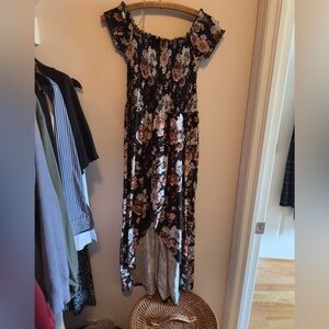 Ardene Floral Maxi Dress - Black and Pink